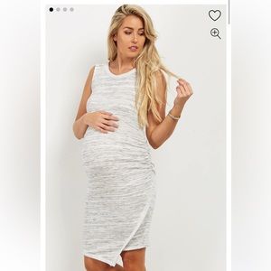 PinkBlush Grey Faux Wrap Fitted Terry Maternity Dress in size small- worn once